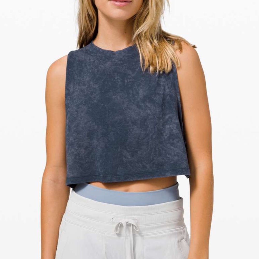 Lululemon All Yours Crop Tank Cloudy Wash True Navy Size 4